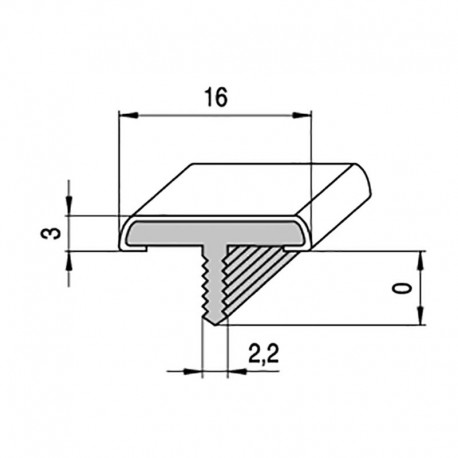 PERFIL "T" LAREDO 16mm 3M. PLATA MATE  EMBELLECEDOR PARA PUERTAS Y MUEBLES.