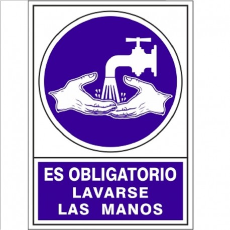 SEÑAL 670 PLAST.345x245"OBL.LAVAR.MANOS" ES OBLIGATORIO LAVARSE LAS MANOS