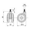 RUEDA GIRATORIA DOBLE ø75 ROLOM ER M8 GRIS