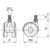 RUEDA GIRATORIA KELLY ARO DOBLE ø50 M10 ESPIGA ROSCADA NEGRO