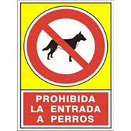 SEÑAL 489 ALUMINIO 345x245 "PROHIBIDA LA ENTRADA A PERROS"