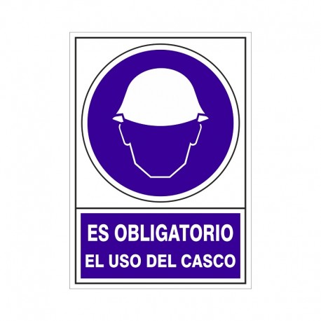 SEÑAL 600 ADHESIVA 148x105 "OBLIGATORIO EL USO DEL CASCO"