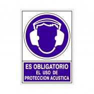 SEÑAL 607 ADHESIVA 148x105 "ES OBLIGATORIO EL USO DE PROTECCIÓN ACÚSTICA"