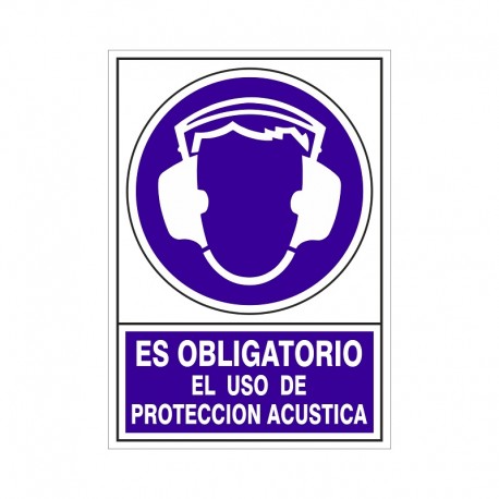 SEÑAL 607 ADHESIVA 148x105 "ES OBLIGATORIO EL USO DE PROTECCIÓN ACÚSTICA"