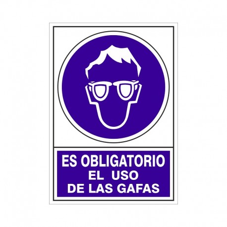 SEÑAL 610 ADHESIVA 345x245"ES OBLIGATORIO EL USO DE LAS GAFAS"