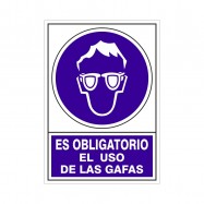 SEÑAL 610 ADHESIVA 148x105 "ES OBLIGATORIO EL USO DE LAS GAFAS"