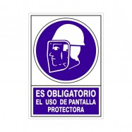 SEÑAL 609 ADHESIVA 148x105 "ES OBLIGATORIO EL USO DE PANTALLA PROTECTORA"