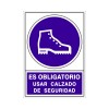 SEÑAL 633 ADHESIVA 148x105 ES OBLIGATORIO USAR CALZADO DE SEGURIDAD"