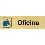 PLACA ALUMINIO ORO 150x45 "OFICINA"