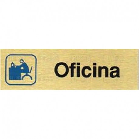 PLACA ALUMINIO ORO 150x45 "OFICINA"