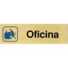 PLACA ALUMINIO ORO 150x45 OFICINA"