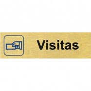 PLACA ALUMINIO ORO 150x45 "VISITAS"