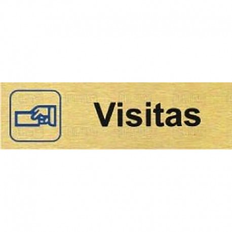 PLACA ALUMINIO ORO 150x45 "VISITAS"