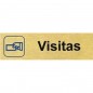 PLACA ALUMINIO ORO 150x45 "VISITAS"