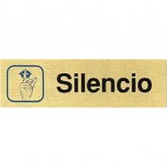 PLACA ALUMINIO ORO 150x45 "SILENCIO"