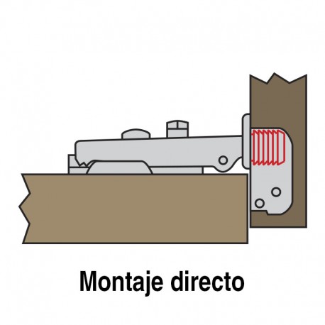 BISAGRA BAZA AVAN E16 105º TACO MONTAJE DIRECTO Ø10mm Ø26 RECTO MONTAJE DIRECTO 10mm.