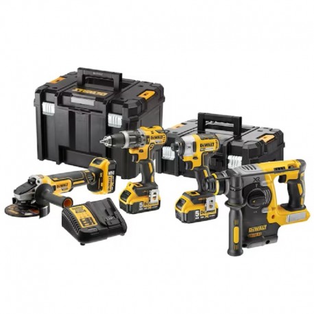 KIT XR 18V DEWALT:TALADRO DCD796+ ATORN. IMP.DCF887+AMOLADORADCG405+MARTILLO DCH273