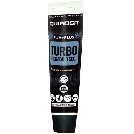 ADHESIVO ELASTICO QUIADSA BLANCO 150ml FIJA+PLUS TURBO 3seg. ESPECIAL MADERA