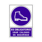 SEÑAL 633 ADHESIVA 105x74 "OB.CALZ.SEG." ES OBLIGATORIO USAR CALZADO DE SEGURIDAD