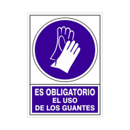 SEÑAL 604 PLAST.490x345"OBL.USO GUANTES" ES OBLIGATORIO EL USO DE LOS GUANTES