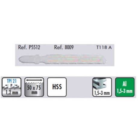 HOJA CALAR CHAPA/ALUMINIO 5512 T118A METAL FINO EN GENERAL. 21 DIENTES