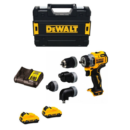 ATORNILLADOR DEWALT MULTI-CABEZAL 12V S/ESCOBILLAS DCD703L2T-QW 2 BATERIAS Y CARGADOR