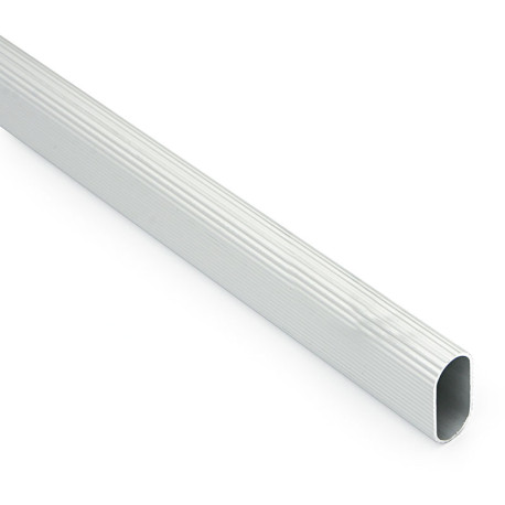 TUBO OVALADO ALUMINIO 28x15mm PARA ARMARIO PLATA MATE