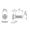 TORNILLO CAZOLETA ø4,4-12 CABEZA 10 ZINCADO CON PUNTA