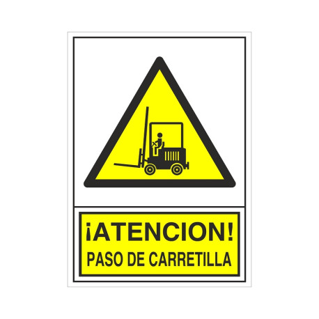 SEÑAL 325 ADHESIVA 148x105 "¡ATENCIÓN! PASO DE CARRETILLA"