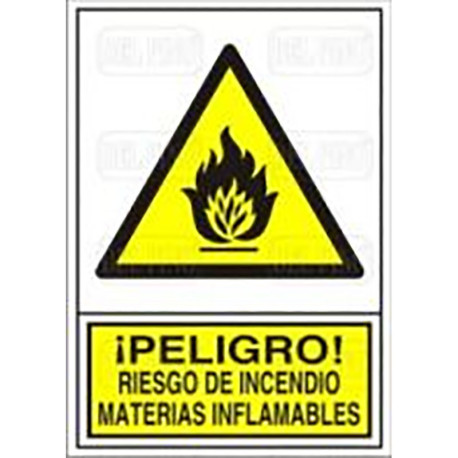 SEÑAL 346 PLÁSTICO 345x245 "¡PELIGRO! RIESGO DE INCENDIO LÍQUIDOS INFLAMABLES"