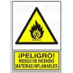 SEÑAL 346 PLÁSTICO 490x345 "¡PELIGRO! RIESGO DE INCENDIO LÍQUIDOS INFLAMABLES"