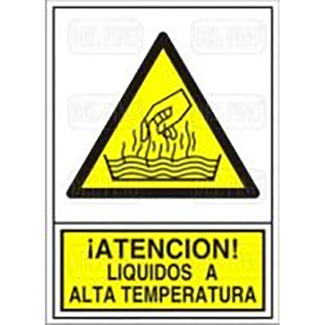 SEÑAL 360 ADHESIVA 105x74 "¡ATENCIÓN! LÍQUIDOS A ALTA TEMPERATURA"