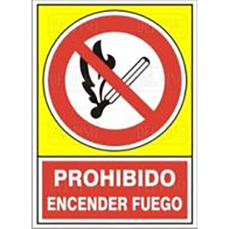 SEÑAL 408 PLÁSTICO 490x345 "PROHIBIDO ENCENDER FUEGO"