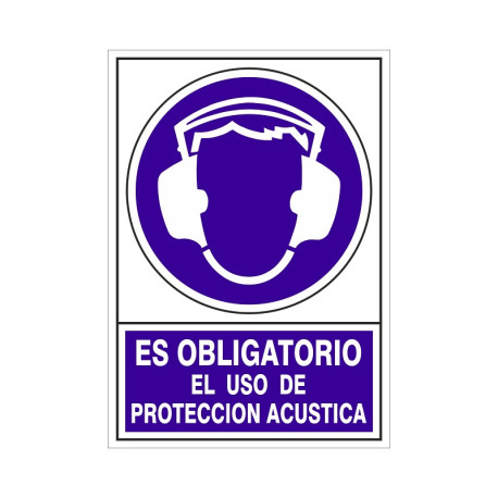 SEÑAL 607 ADHESIVA 148x105 "ES OBLIGATORIO EL USO DE PROTECCIÓN ACÚSTICA"