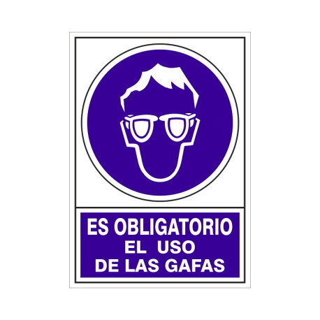 SEÑAL 610 ADHESIVA 345x245"ES OBLIGATORIO EL USO DE LAS GAFAS"