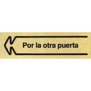 PLACA ALUMINIO ORO 150x45 "POR LA OTRA PUERTA" IZQUIERDA