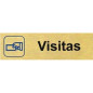PLACA ALUMINIO ORO 150x45 "VISITAS"