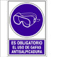 SEÑAL 628 PLAST.295x210"OBL.GAF.SALPIC" ES OBLIGATORIO EL USO DE GAFAS ANTISALPICADURAS