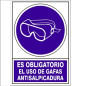 SEÑAL 628 PLAST.295x210"OBL.GAF.SALPIC" ES OBLIGATORIO EL USO DE GAFAS ANTISALPICADURAS