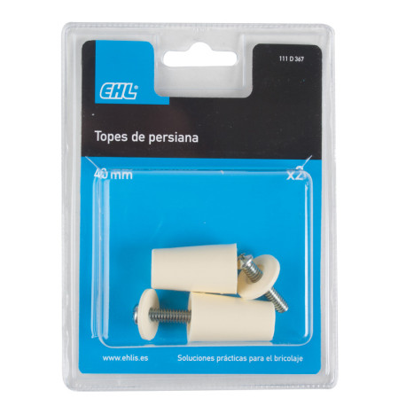 TOPE PERSIANA 40mm. BLANCO (2U.) CON TORNILLOS Y ARANDELAS.