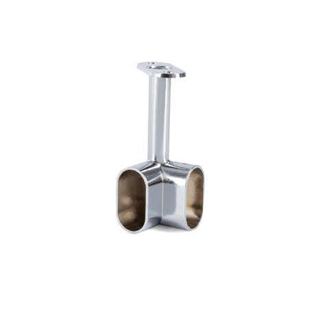 SOPORTE RINCÓN OVAL PARA TUBO DE ARMARIO CROMADO