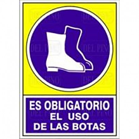 SEÑAL 602 PLÁSTICO 490x345 "ES OBLIGATORIO EL USO DE LAS BOTAS"